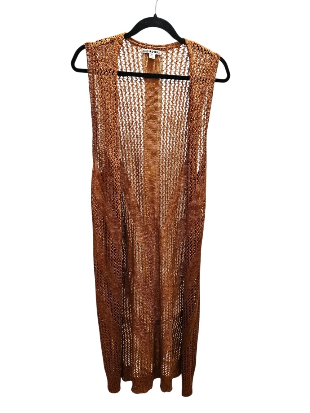 Moral Fiber Copper Open-Knit Long Vest Fairy Festival Boho Cottagecore